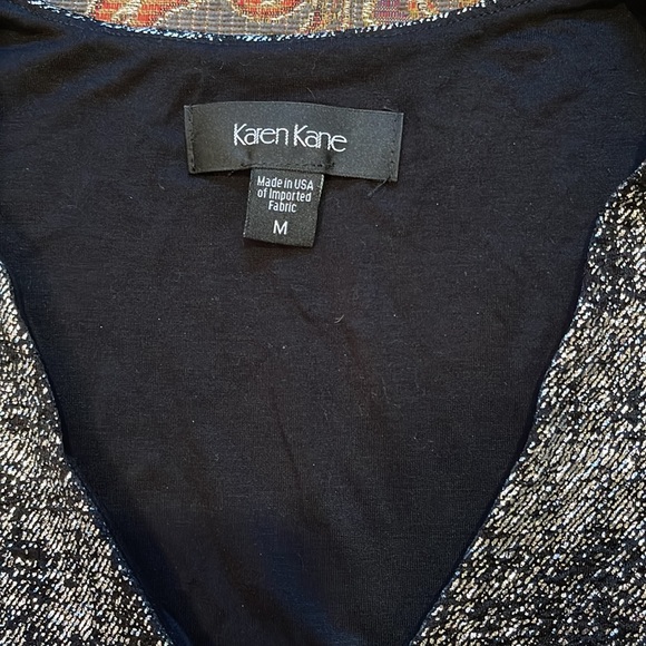 NWOT Holiday Ready Karen Kane black & silver peplum top size medium. - Picture 2 of 4